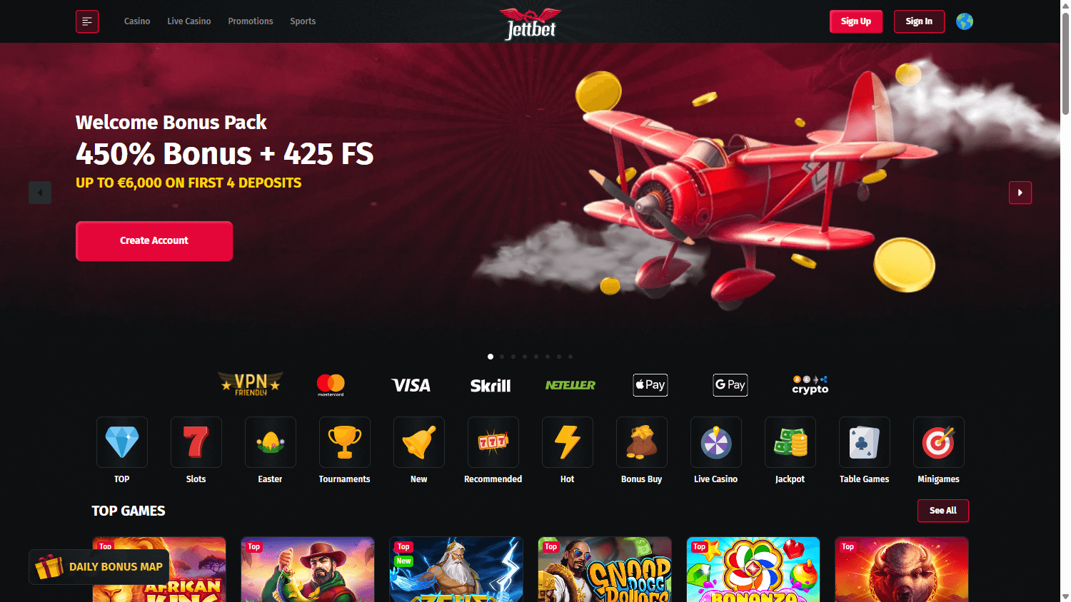 Jettbet Casino Desktop screenshot